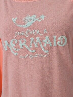 Kavio Coral Pink Women's Tee with Whimsical Mermaid Logo